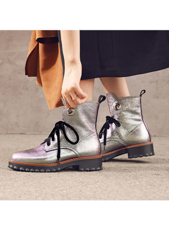 Stylish Platform Leather Short Boots
