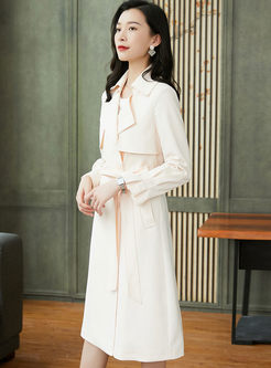 Lapel Long Sleeve A Line Trench Coat