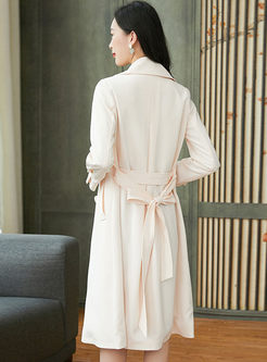 Lapel Long Sleeve A Line Trench Coat