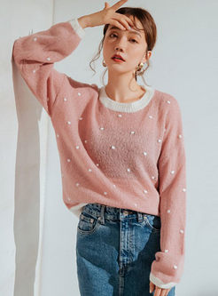 Sweet Pink Dot Transparent Sweater