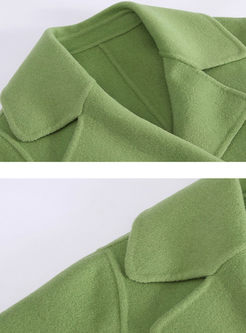 Lapel Long Sleeve Wool Blended Overcoat