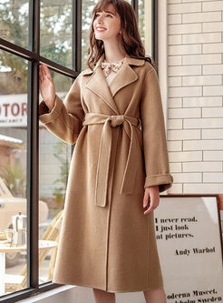 Camel Loose Double-Cashmere Overcoat