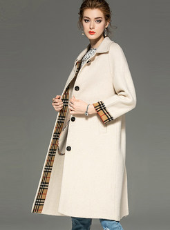 Lapel Patchwork Single-breasted Wool Overcoat