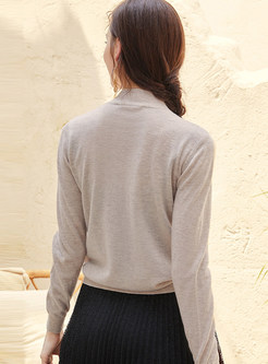 Solid Color Half Collar Pullover Sweater