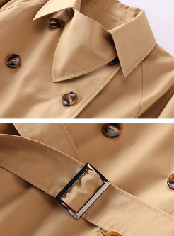 Turn Down Collar High Waisted Long Trench Coat