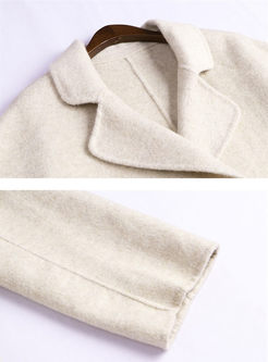 Lapel Long Sleeve Loose Wool Overcoat