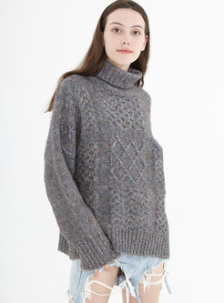 Turtleneck Solid Color Loose Sweater