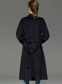 Lapel Single-breasted Long Wool Overcoat