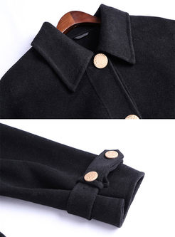 Lapel Single-breasted Long Wool Overcoat