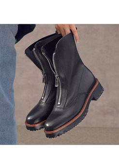 Fashion Square Heel Zipper Boots