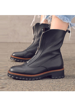 Fashion Square Heel Zipper Boots