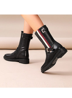 Square Heel Patchwork Non-slip Boots