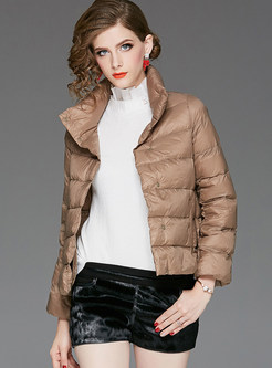 Casual Stand Collar Short Puffer Coat 