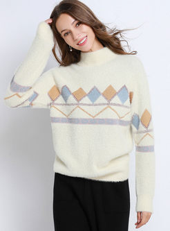 Half Turtleneck Long Sleeve Loose Sweater