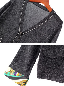 Casual Patchwork Knit Two Piece Pants Suits 