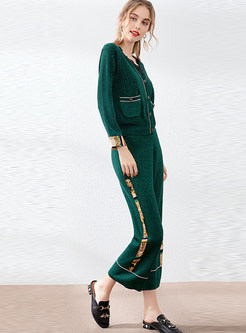 Casual Patchwork Two Piece Pants Suits