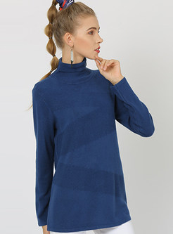 Solid Color High Collar Slim Sweater 