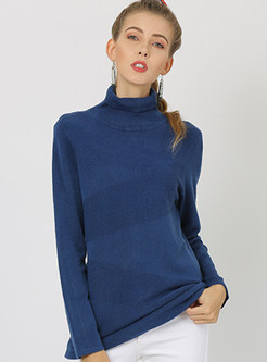 Solid Color High Collar Slim Sweater 