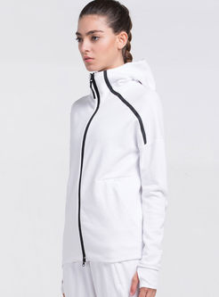 White Hooded Long Sleeve Quick-drying Coat