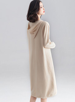 Casual Straight Hooded Sweater Dress 