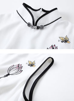 Mandarin Collar Sleeveless Print Cheongsam