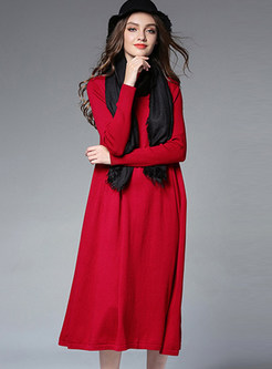 Brief Pullover Loose Long Sweater Dress