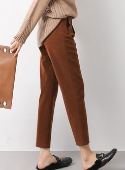 Solid Color High Waisted Slim Pants