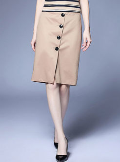 Work Solid Color Slim Bodycon Skirt