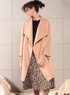 Solid Color Lapel Wool Loose Overcoat