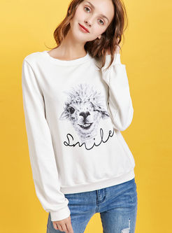 O-neck Long Sleeve Animal Print Sweatshirt