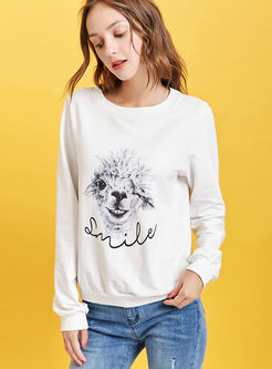 O-neck Long Sleeve Animal Print Sweatshirt