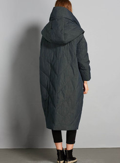 Plus Size Hooded Long Down Coat