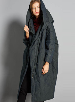 Plus Size Hooded Long Down Coat