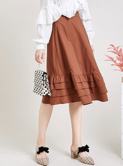 Chic High Waisted Falbala A Line Skirt