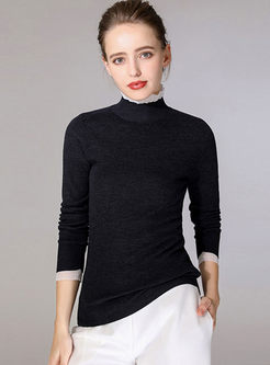 Turtleneck Long Sleeve Wool Pullover Sweater