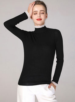 Turtleneck Long Sleeve Wool Pullover Sweater