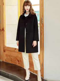 Black Lapel Double-Cashmere Loose Overcoat
