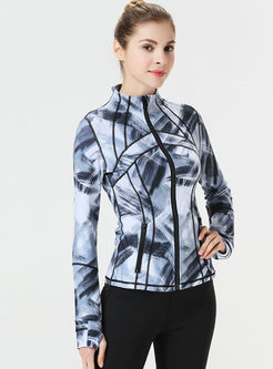 Stylish Geometric Print Slim Sport Jacket