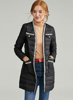 Chic V-neck Single-breasted Puffer Coat