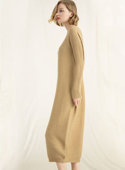 Brief Pullover Loose Long Knitted Dress