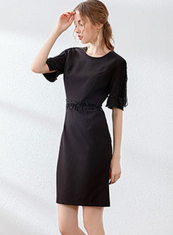 Black Half Sleeve Bead Tassel Bodycon Dress