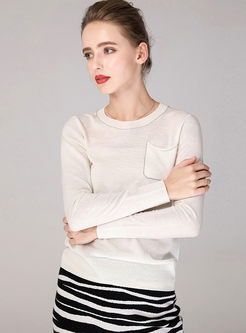 O-neck Pullover Wool Slim Sweater