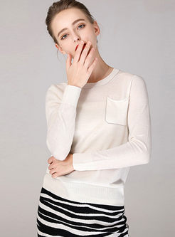 O-neck Pullover Wool Slim Sweater