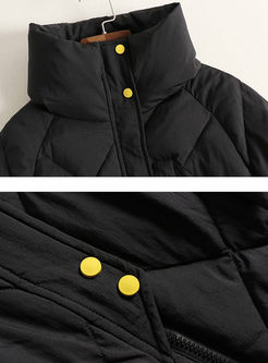 Black Long Sleeve Zipper Warm Down Jacket