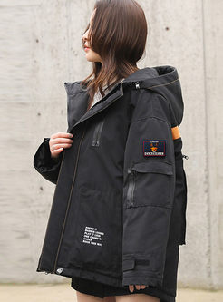 Black Hooded Loose Thick Down Coat