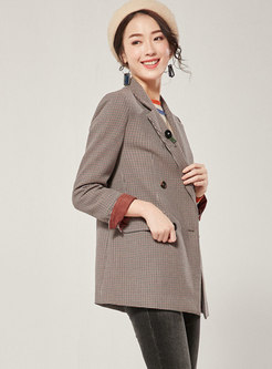 Casual Houndstooth Straight Loose Blazer