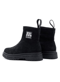 Casual Black Suede Short Boots