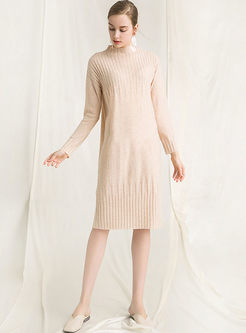 Solid Color Loose Sweater Dress