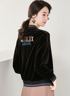 Black Letter Embroidered Velvet Jacket