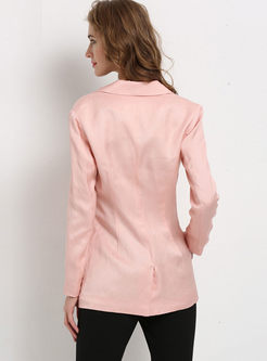 Pink Notched Long Sleeve Slim Blazer